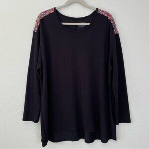 Lane Bryant rainbow sequin shoulder black light weight sweater 22/24